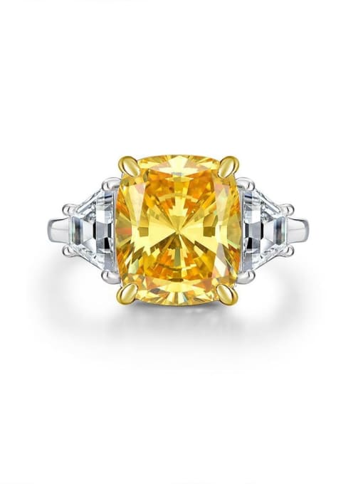 Yellow [R 0302] 925 Sterling Silver High Carbon Diamond Geometric Luxury Ring